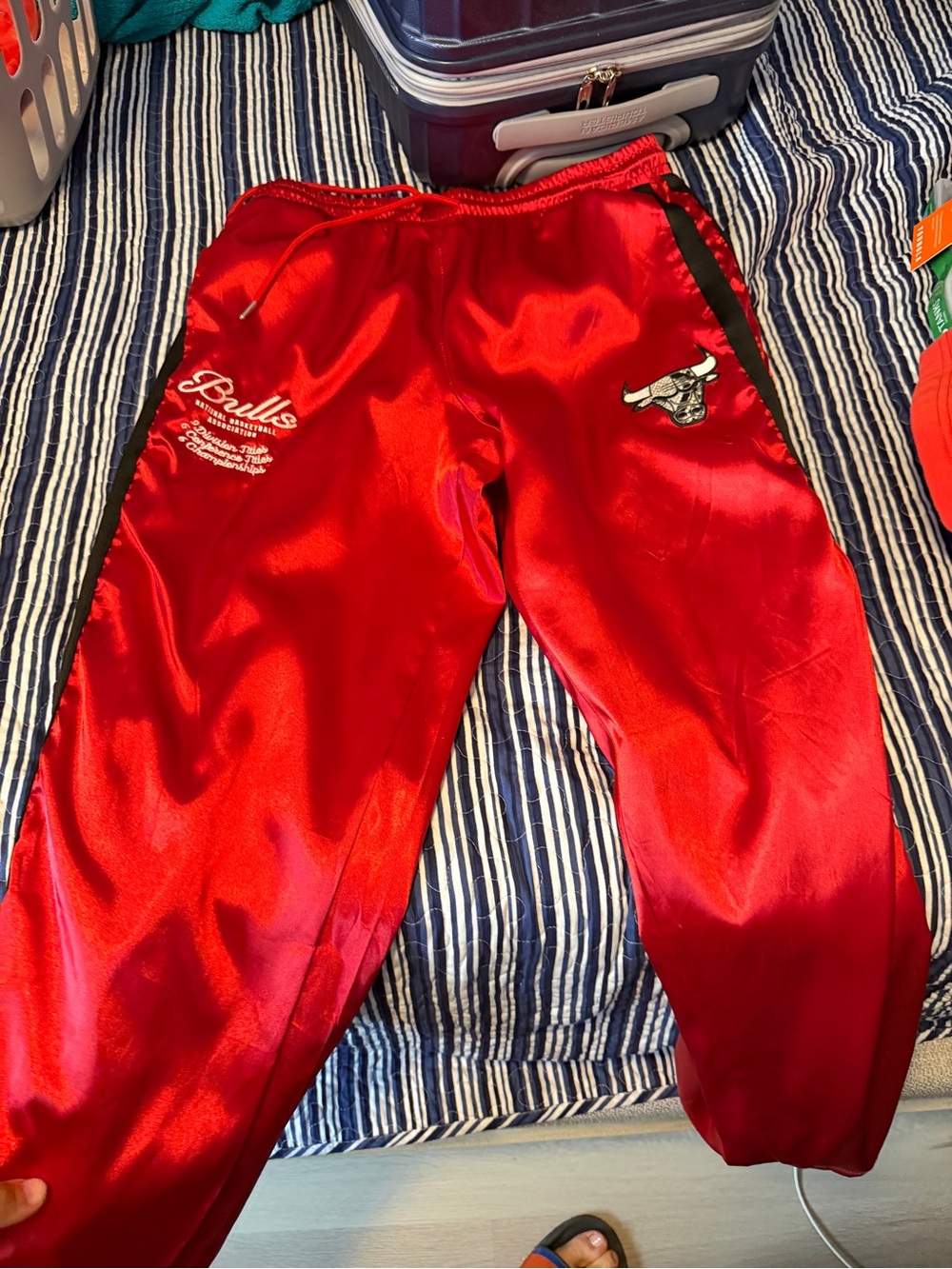 Chicago Bulls Red Satin Track Pants